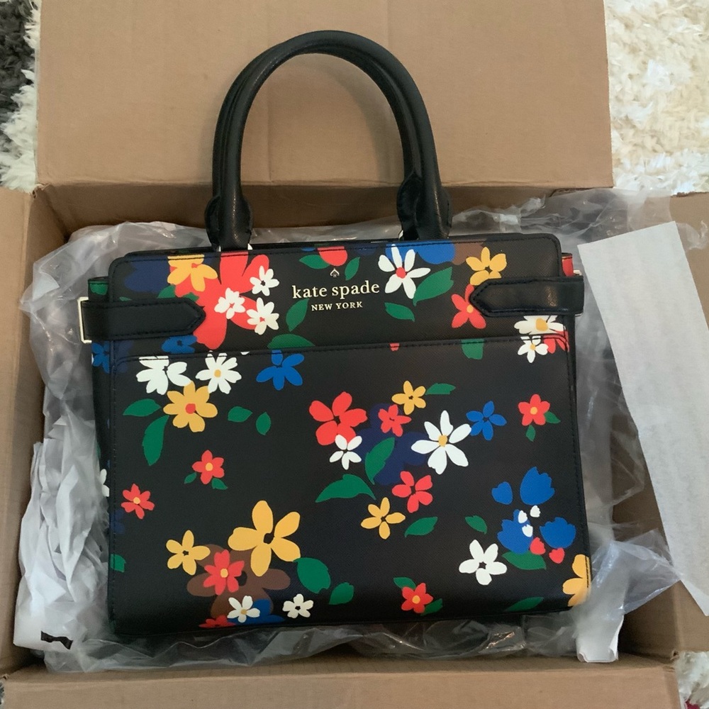 Kate Spade Staci Sailing Floral Medium Satchel Purse Crossbody